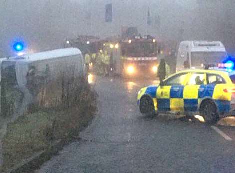 The van crashed in the fog. Picture: Jeff Reading