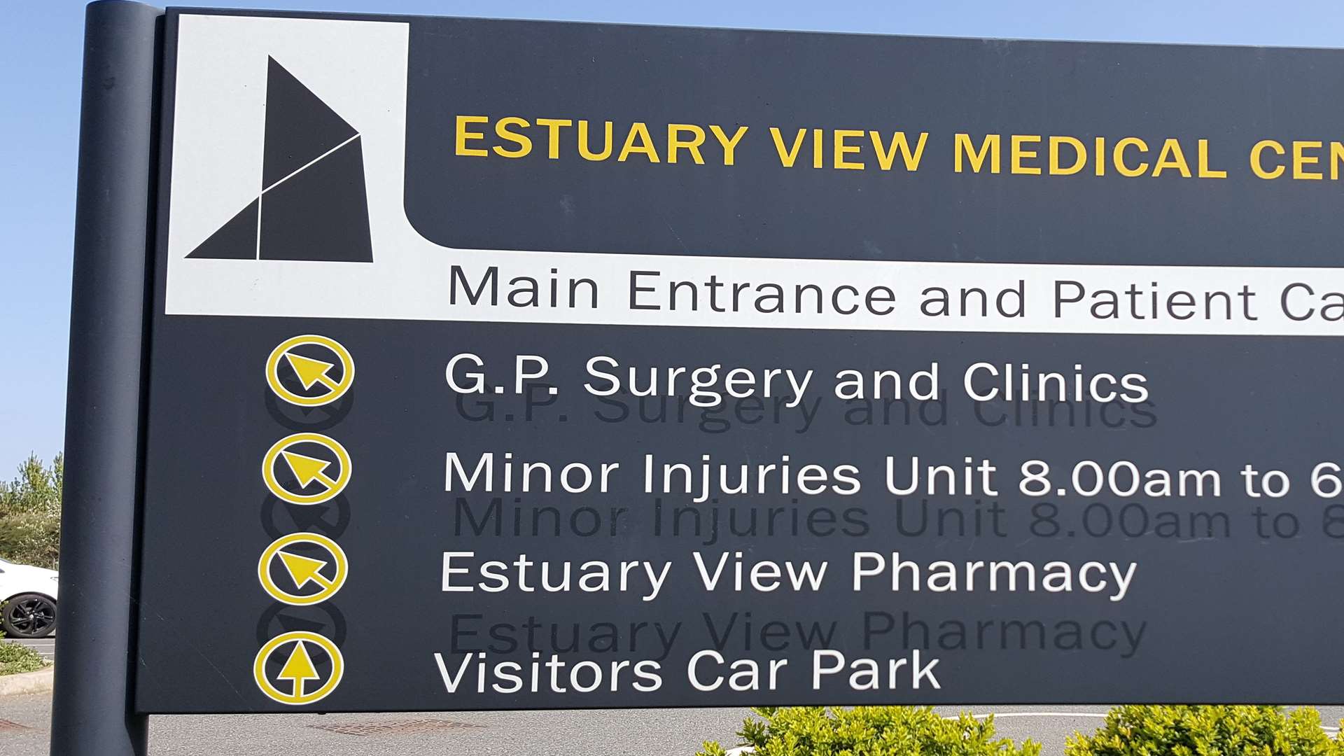 The Estuary View Medical Centre sign is missing an apostrophe