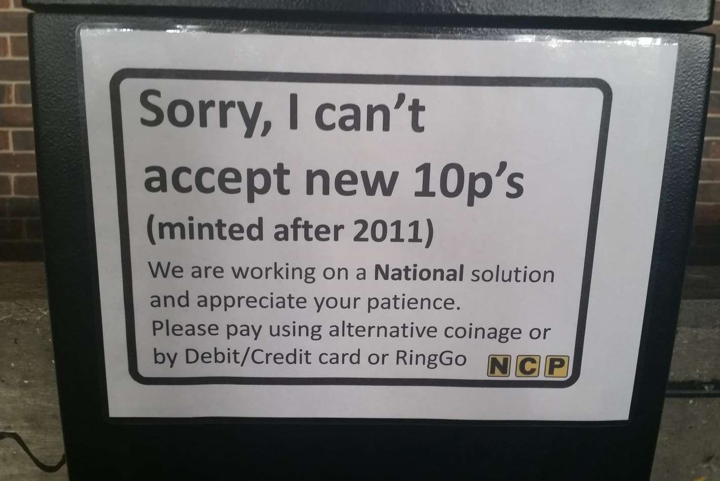 Parking scam as Park Mall NCP carpark machines unable to accept new 10p coins