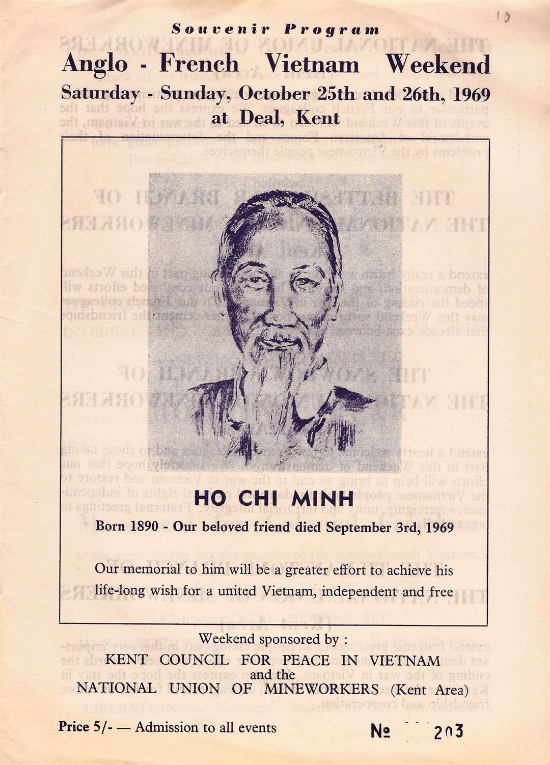 Front cover of the Deal Vietnam protest march programme