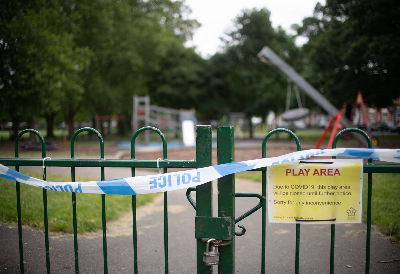 A closed play area in Leicester (Joe Giddens/PA)