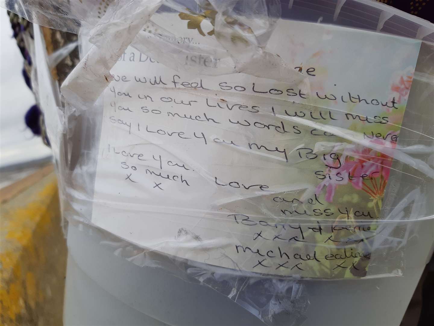 A tribute left at the scene in Seasalter
