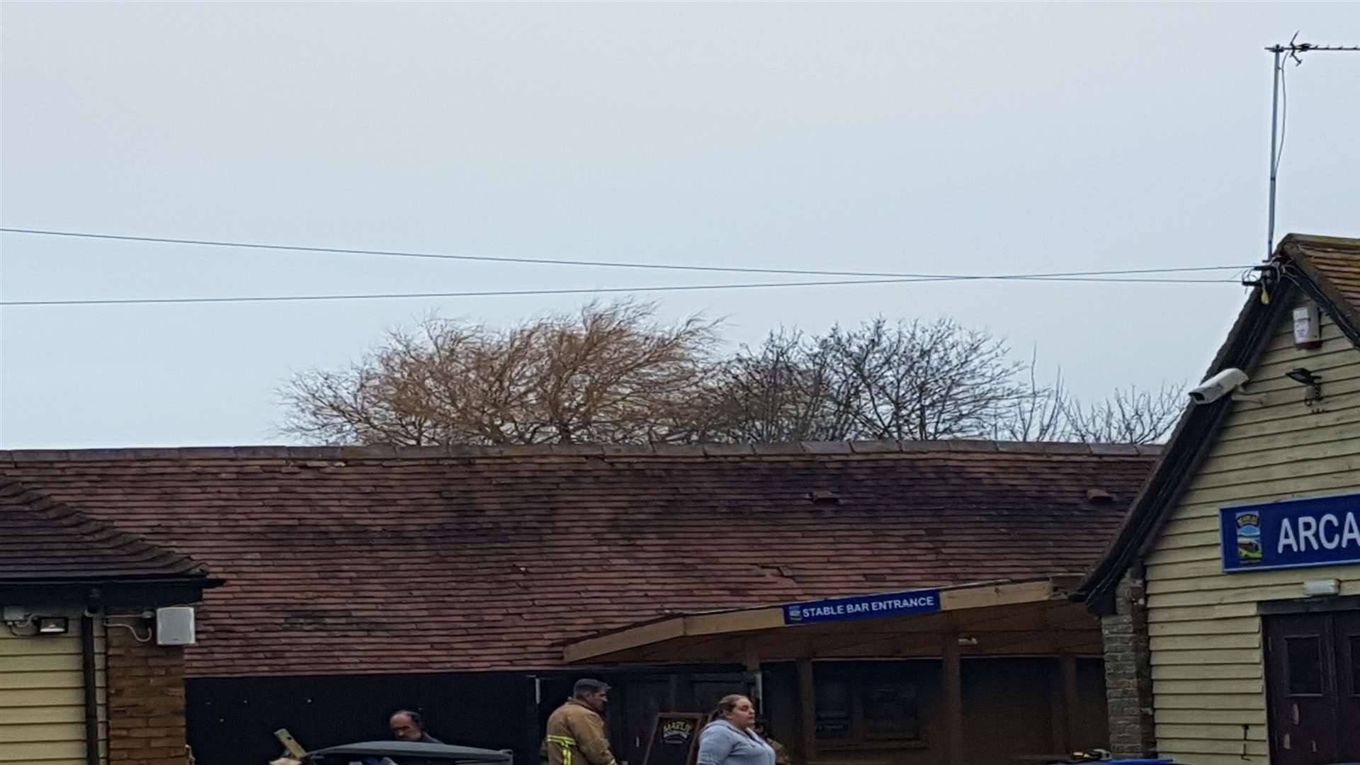 The roof was damaged in the fire