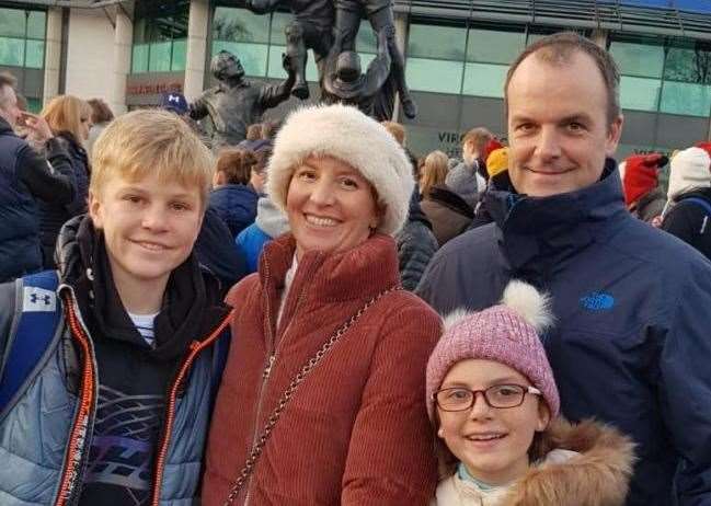 Ben Nicholson outside Twickenham with his family