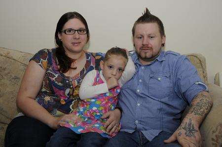 Bea Raggett and partner Daniel Jessop with daughter Jenna, who was crushed at Ashford Christmas lights switch-on