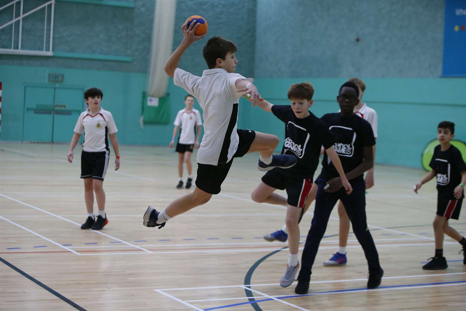Rainham Mark and Harvey Grammar in Kent School Games handball action in 2019. Picture: Andy Jones (43916300)