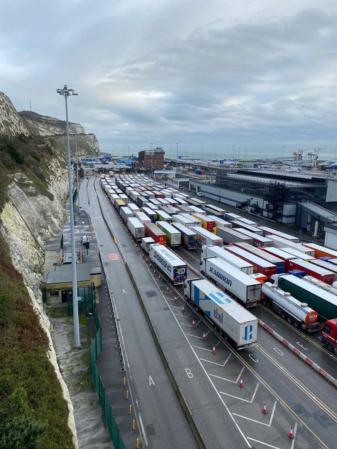 Lorries queue at Dover. Picture: Barry Goodwin