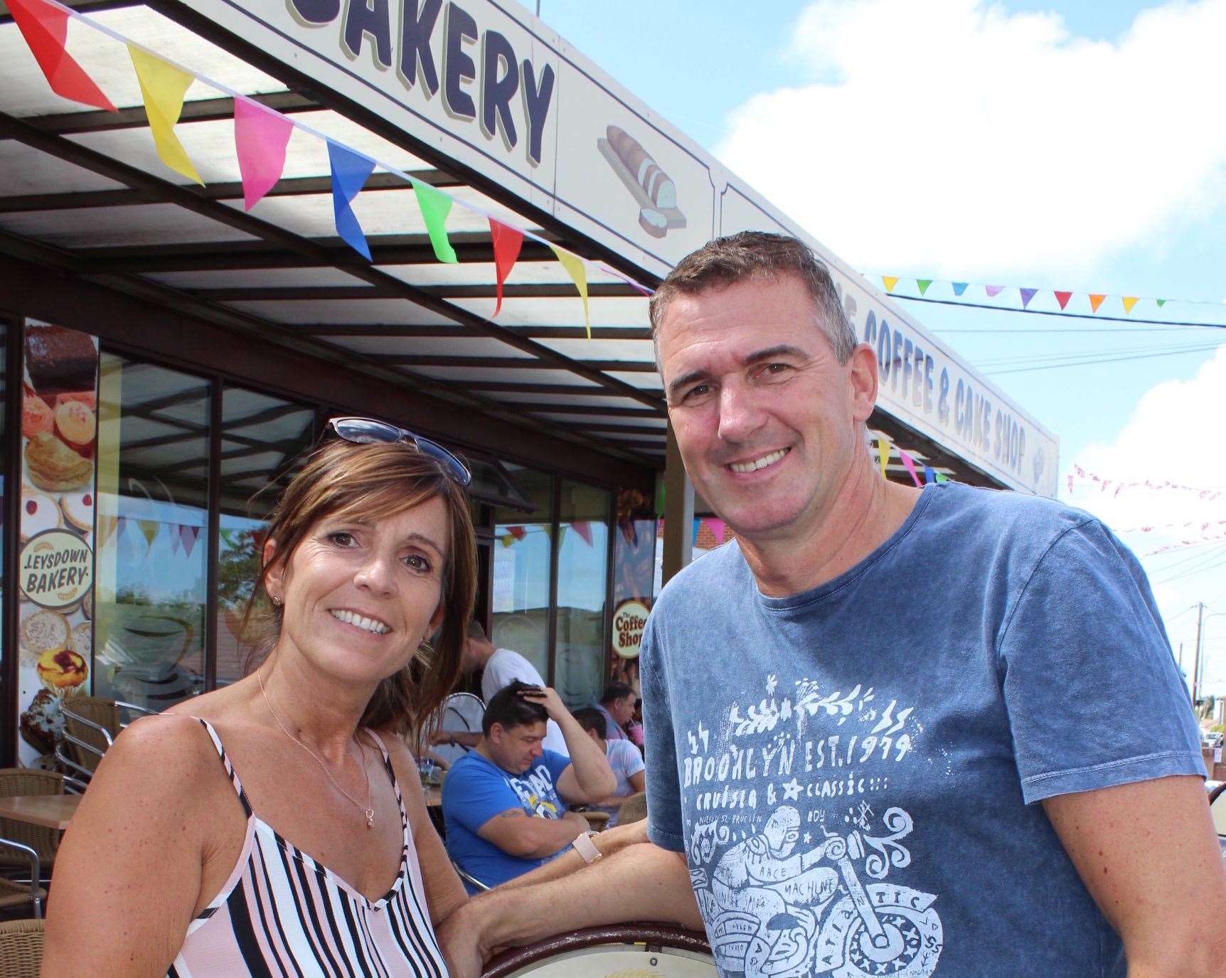 Karen and Keith Boyce celebrating 20 years of the Leysdown Bakery in 2016