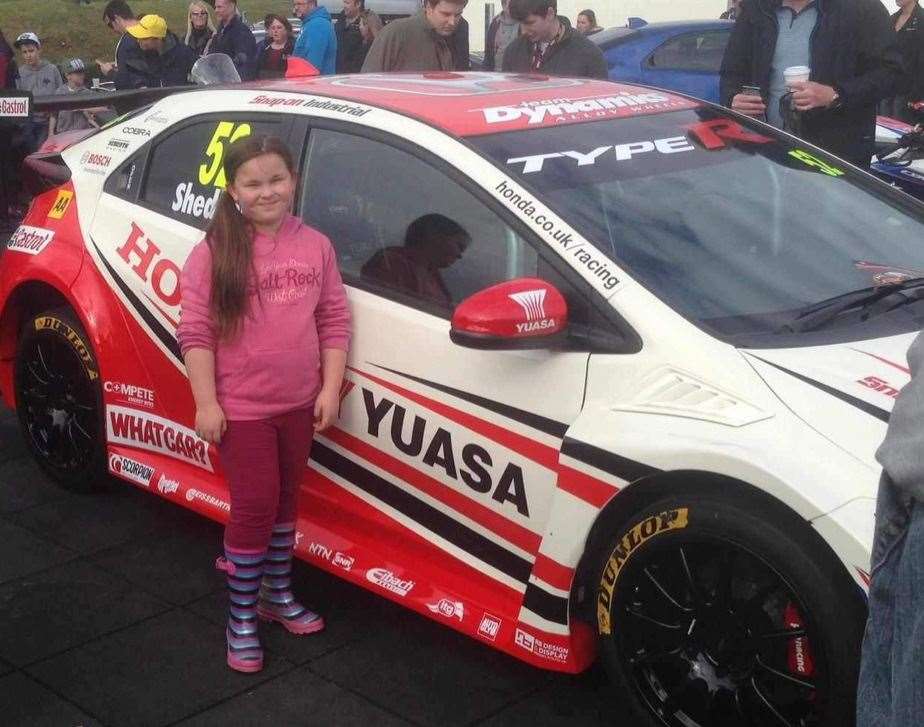Eight-year-old Maddy at Brands Hatch racetrack. Photo: Maddy Lovett