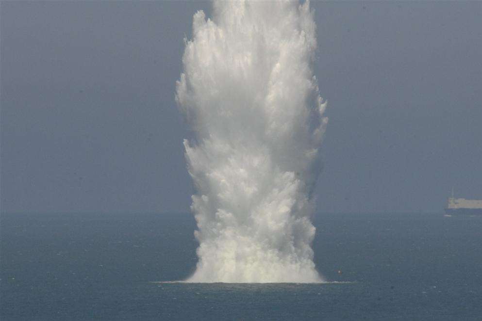 The wartime parachute mine is detonated off Herne Bay. Picture: Chris Davey