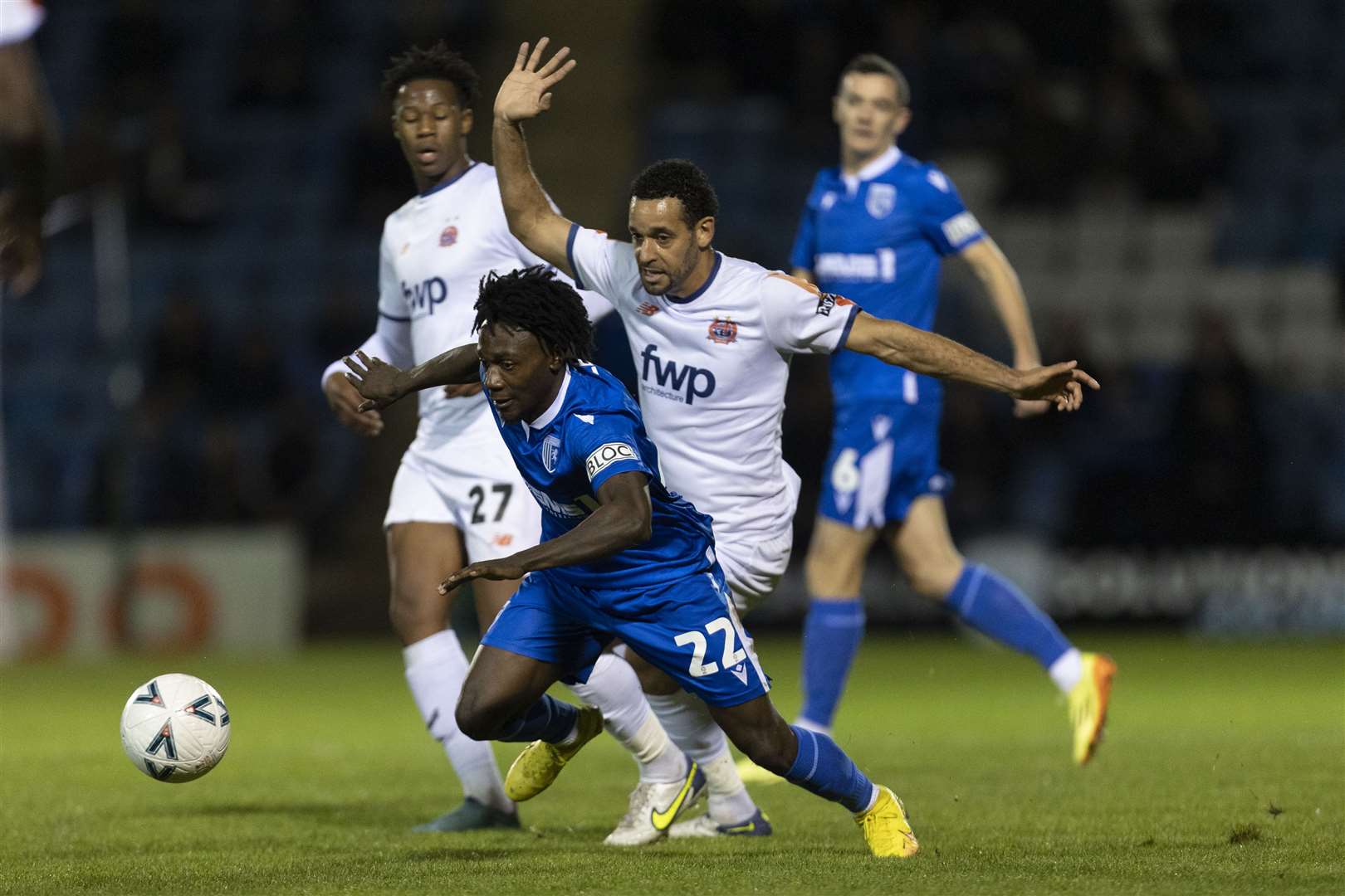 Jordan Green in action for Gillingham in the FA Cup against AFC Fylde. Manager Neil Harris says he won't play for him again