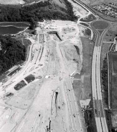 The entrance to the Channel Tunnel during construction at Cheriton, Folkestone, 1990