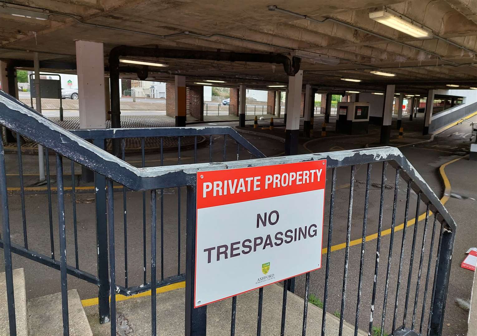 Ashford Borough Council has put up a number of 'no trespassing' signs around the car park