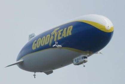 The Goodyear Blimp above Rainham. Picture by Ruth Perry