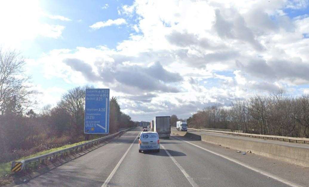 Two people have been injured after a three-vehicle crash on the M26. Picture: Google Street View