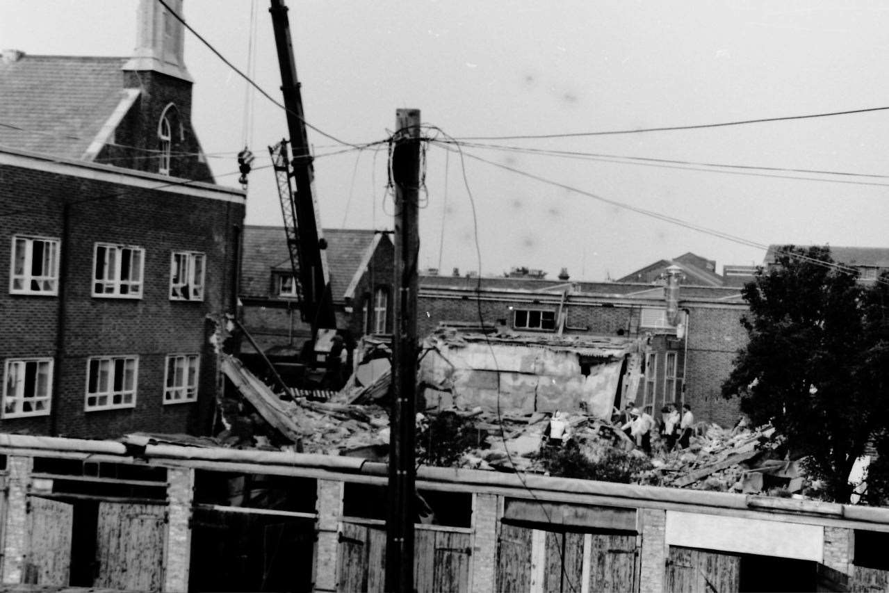 The wreckage following the bombing, in which bandsmen died. Picture: Mike Pett
