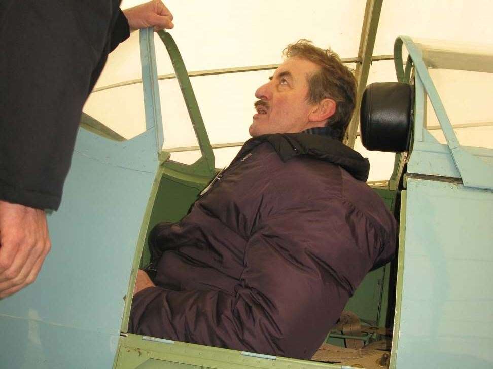 Challis in the cockpit of the replica of K5054 at The Battle of Britain Memorial Trust near Folkestone in 2011