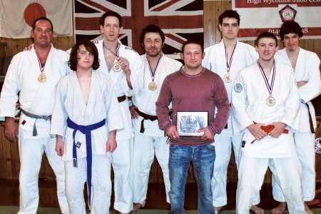 Prize winners from Deal Bushido Martial Arts Club’s judo section, with world championship runner-up Wesley Cousins, who received a certificate commemorating his efforts in Atlanta