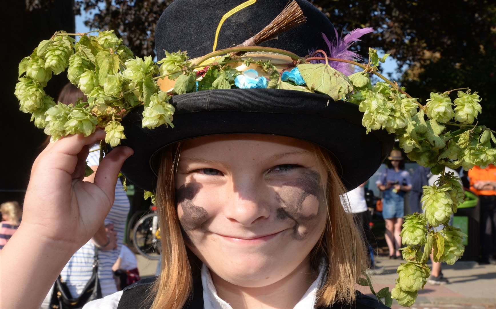 Olivia Robinson, the youngest member of Dead Horse Morris at the festival
