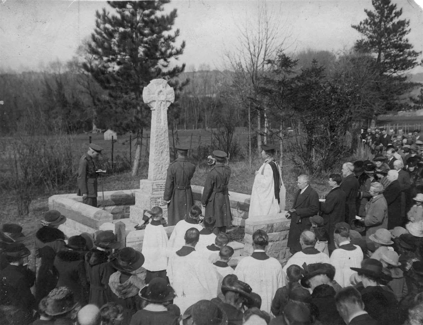 The dedication of Hollingbourne War Memorial on April 9, 1922