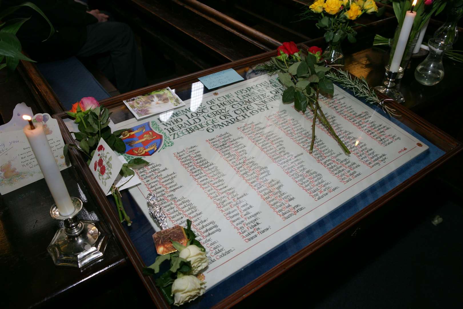 The list of 193 victims at St Mary's Church, Dover, during the 25th anniversary memorial. Picture: Martin Apps