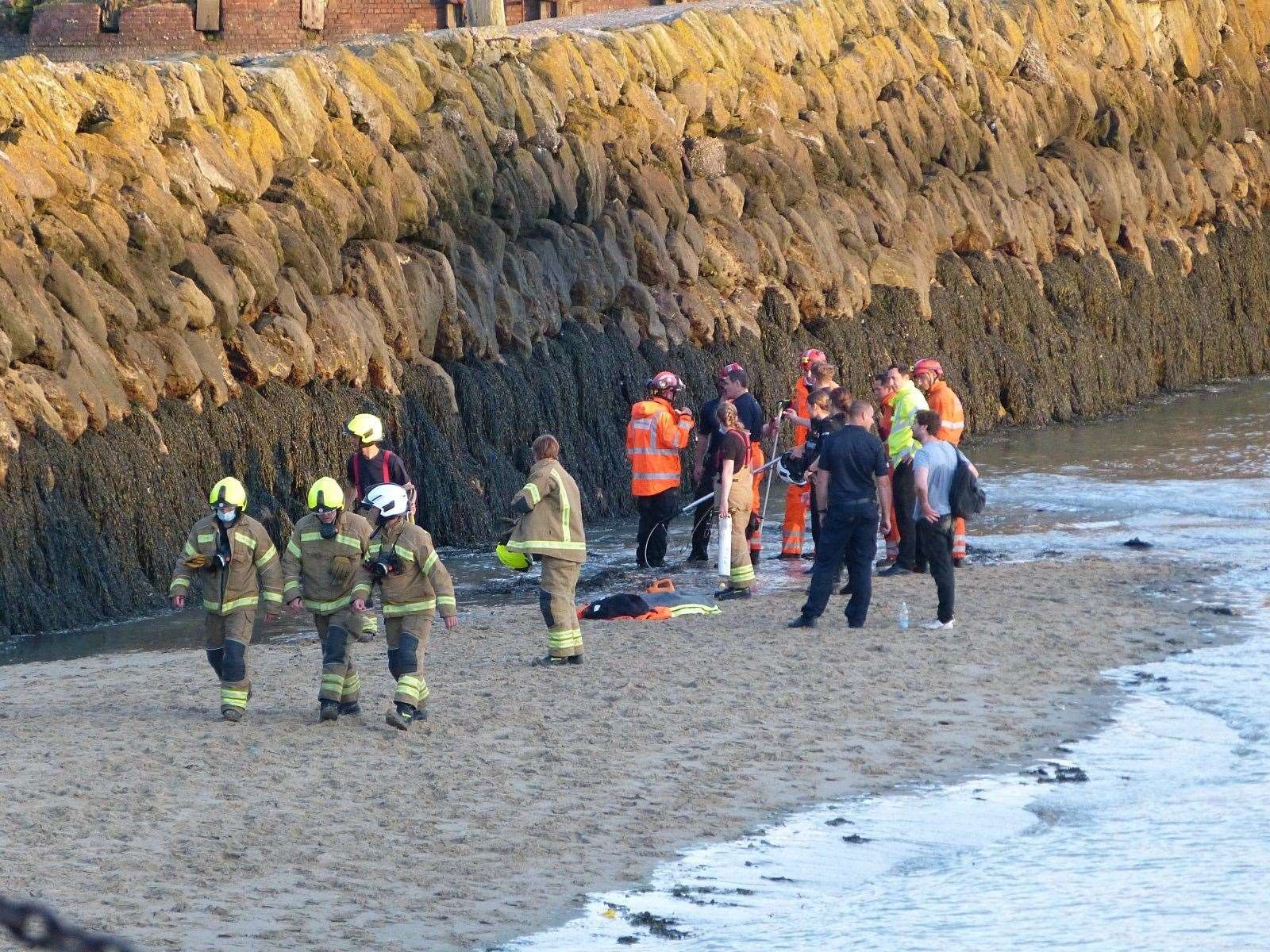 The dog's rescue had to be abandoned due to rising tides. Picture: Kent 999s/Twitter