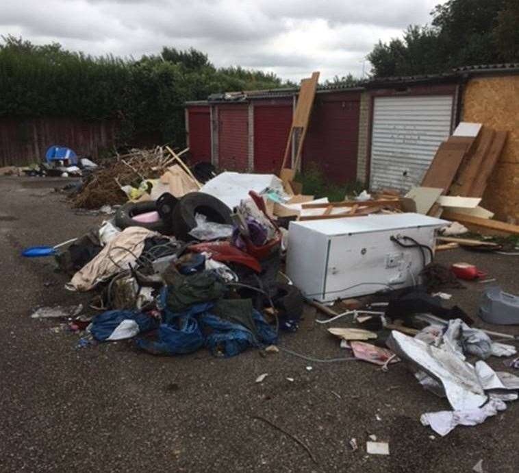 The fly-tipped waste in Attlee Drive