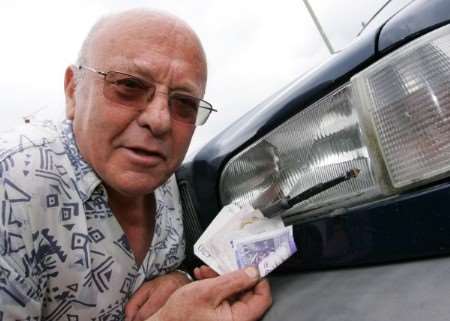 George Galdies shows the damage on his car, for which Kent County Council has paid £300 compensation