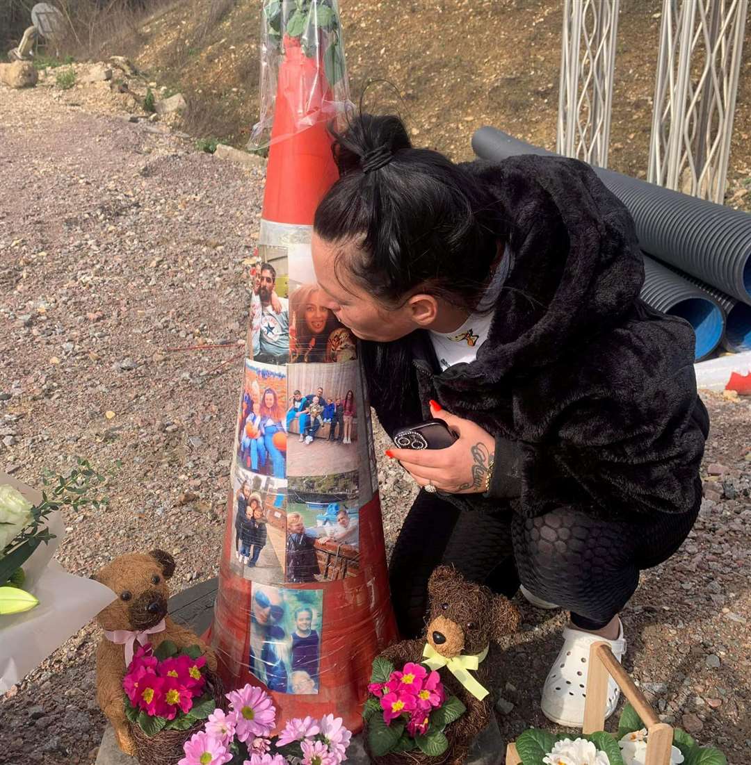 Alisha Ponter's mum at the scene of a tribute on the A249. Picture: Cody Marie Hobman