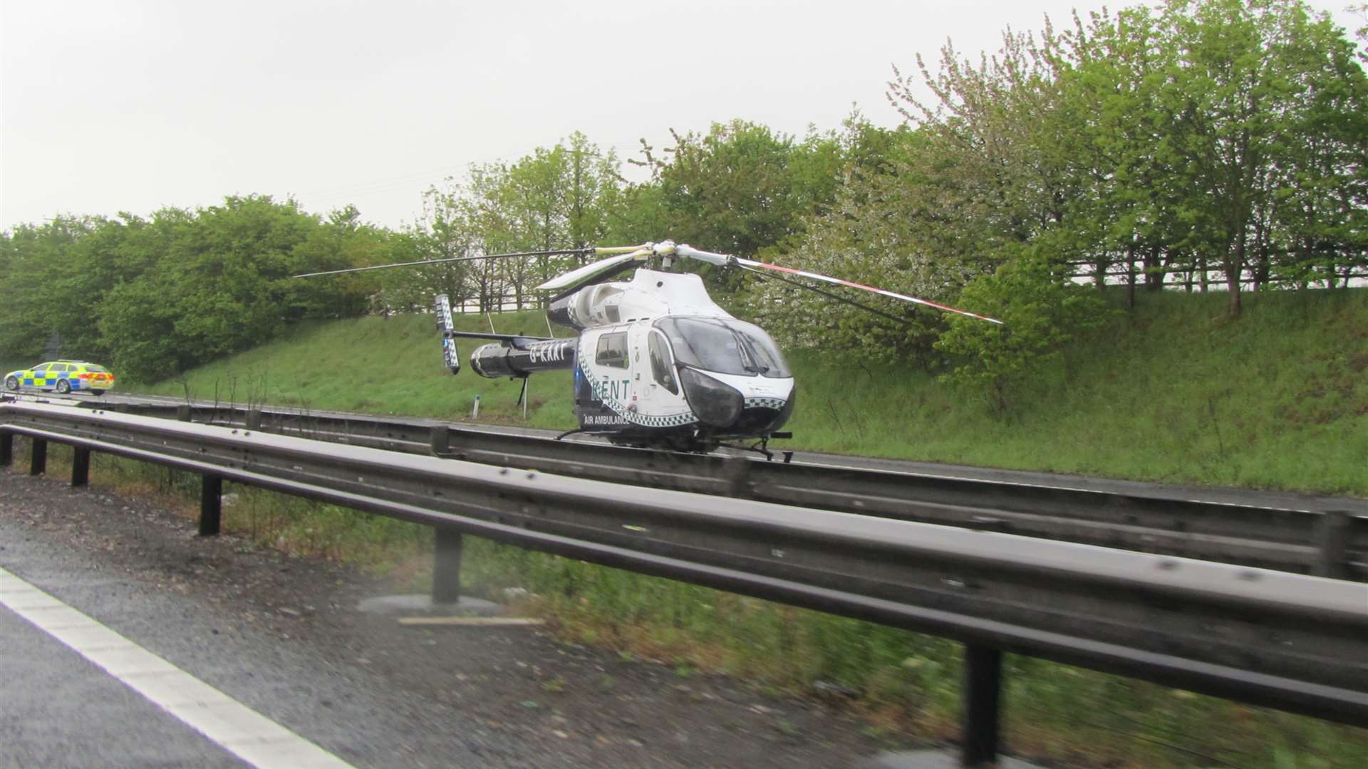 Kent Air Ambulance landed on the M2 London bound this morning