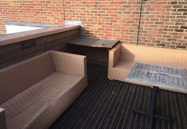 There is a small terrace area off the Lancaster Bar – be careful though or you might sink into that lounger on the left