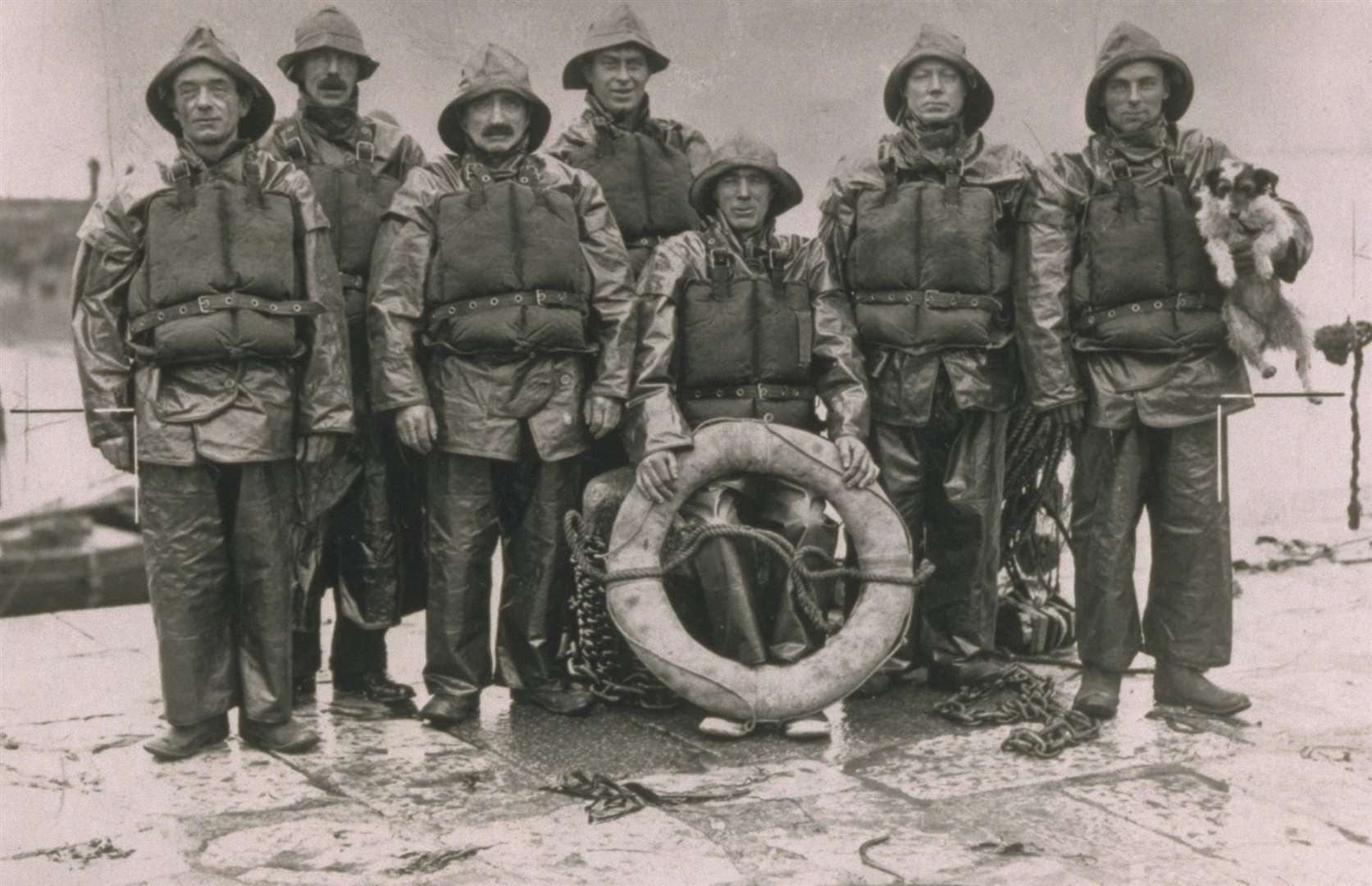 An RNLI crew pictured in their kit in 1936. Image: RNLI.