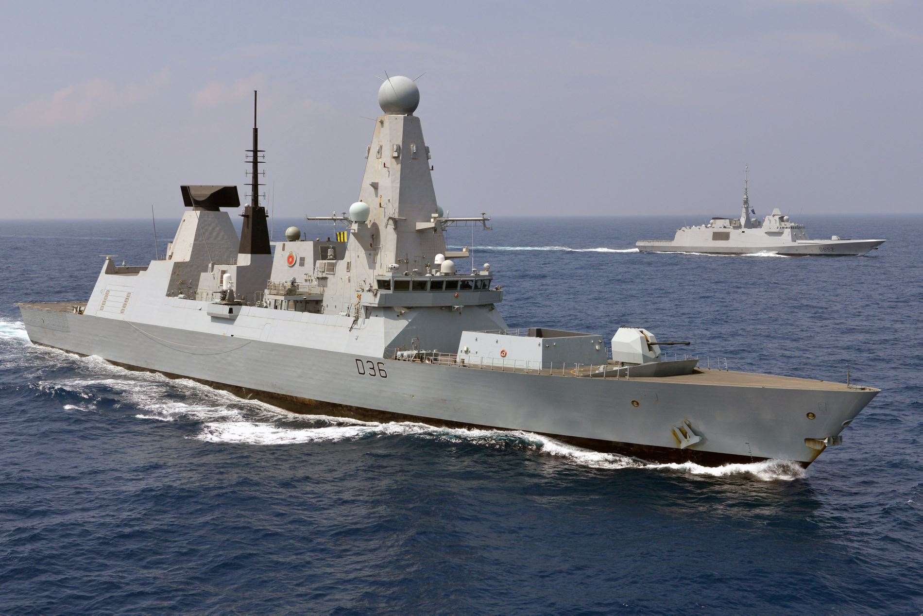 HMS Defender conducting joint military training. Photo: MOD