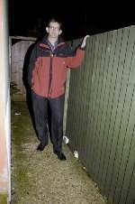 Brian Austin in the alley where he found the syringe
