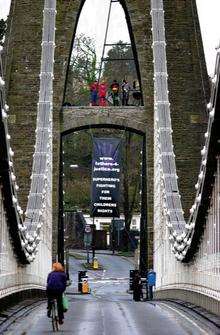 Fathers for Justice protest on the Clifton Suspension Bridge, Bristol