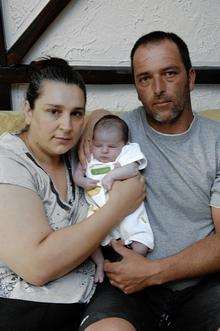 Maria and Ricardo Marques with their three-week-old baby Fabienne who was born in an ambulance which was on its way to Medway Hospital
