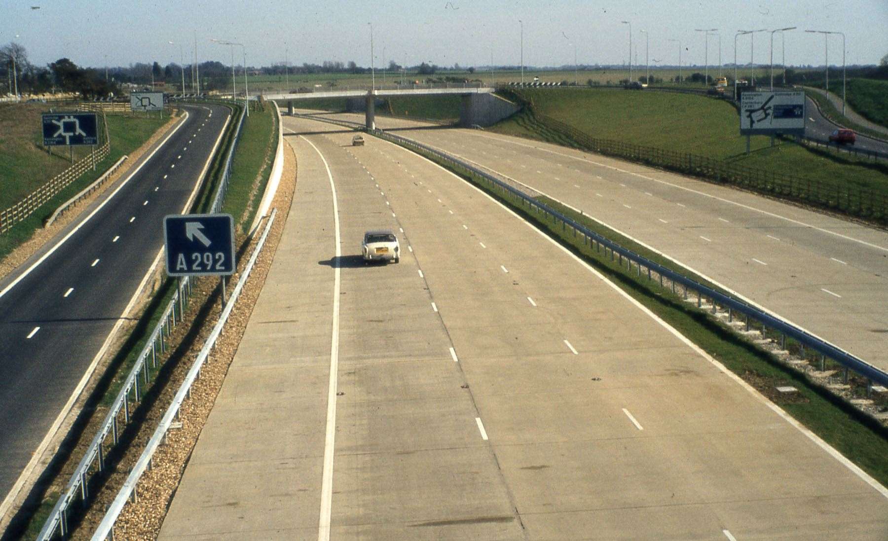 The M20 at Willesborough and Junction 10 shortly after completion in 1981