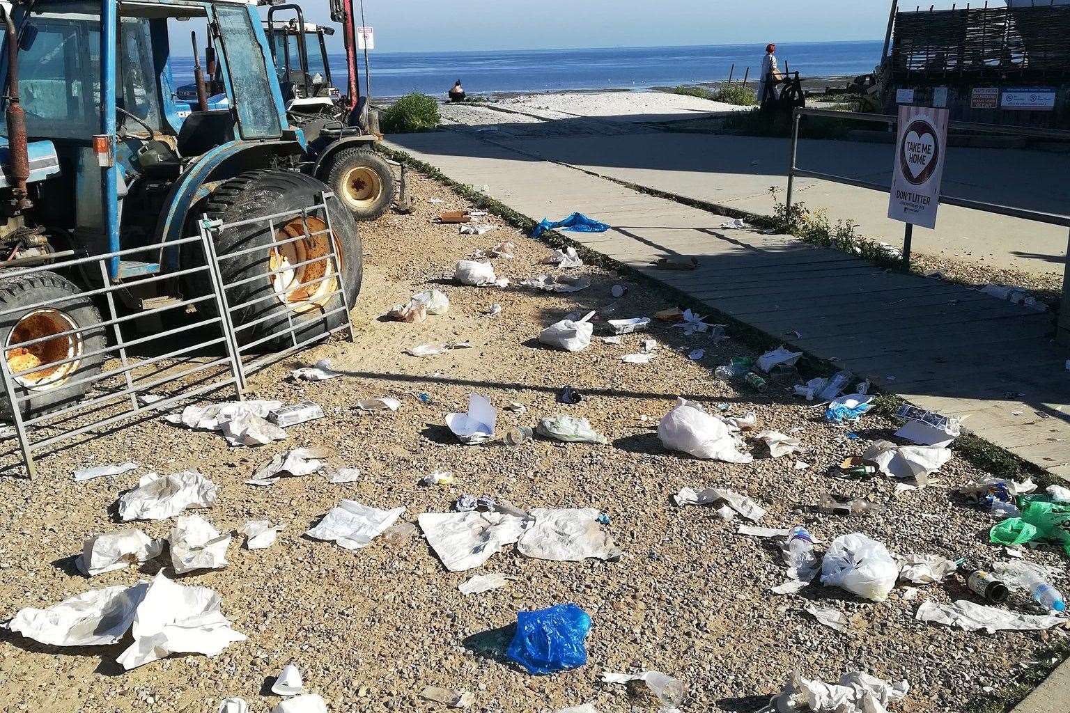 Litter strewn across Whitstable beach. Picture: Daniel Farmer