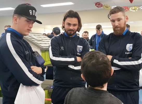 Bradley Dack with fellow Gills players visiting Medway Maritime Hospital