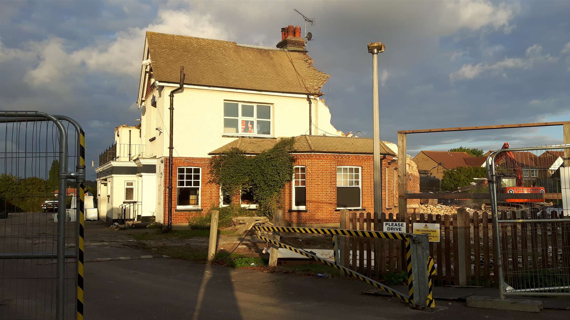 Demolition on the pub started without permission