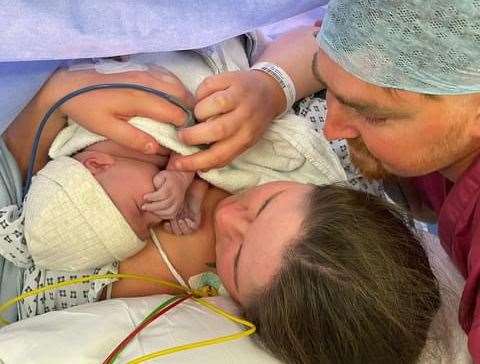 The family noticed he was breathing faster than normal just after he was born. Picture: Lou Grey