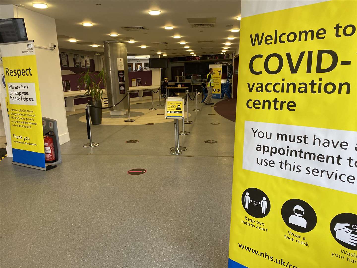 Mass Covid vaccination centre at Gravesend's Woodville Halls theatre