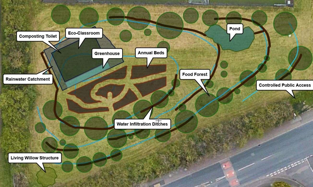 A map showing the planned layout of the eco-classroom and food forest. Photo: Dartford Science and Technology College/Dartford Healthy Living Centre