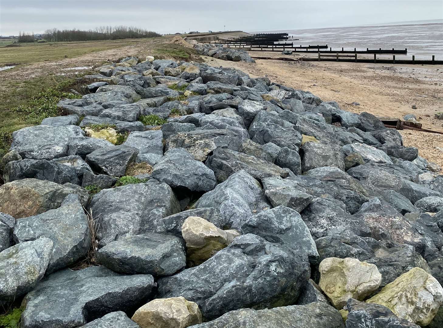 Sea defence works are being carried out along the coast, in Shellness near Leysdown