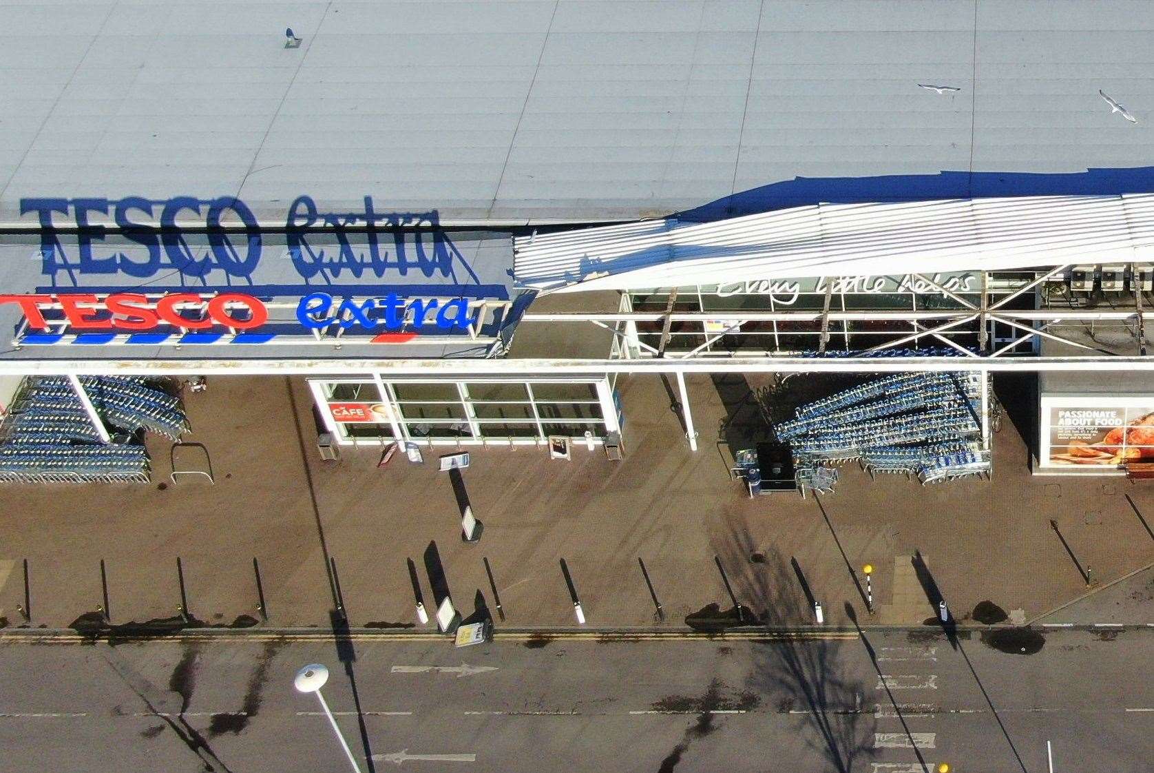 Damage to the Tesco store in Margate Road, Broadstairs. Pic: Swift Aerial Photography (7691602)