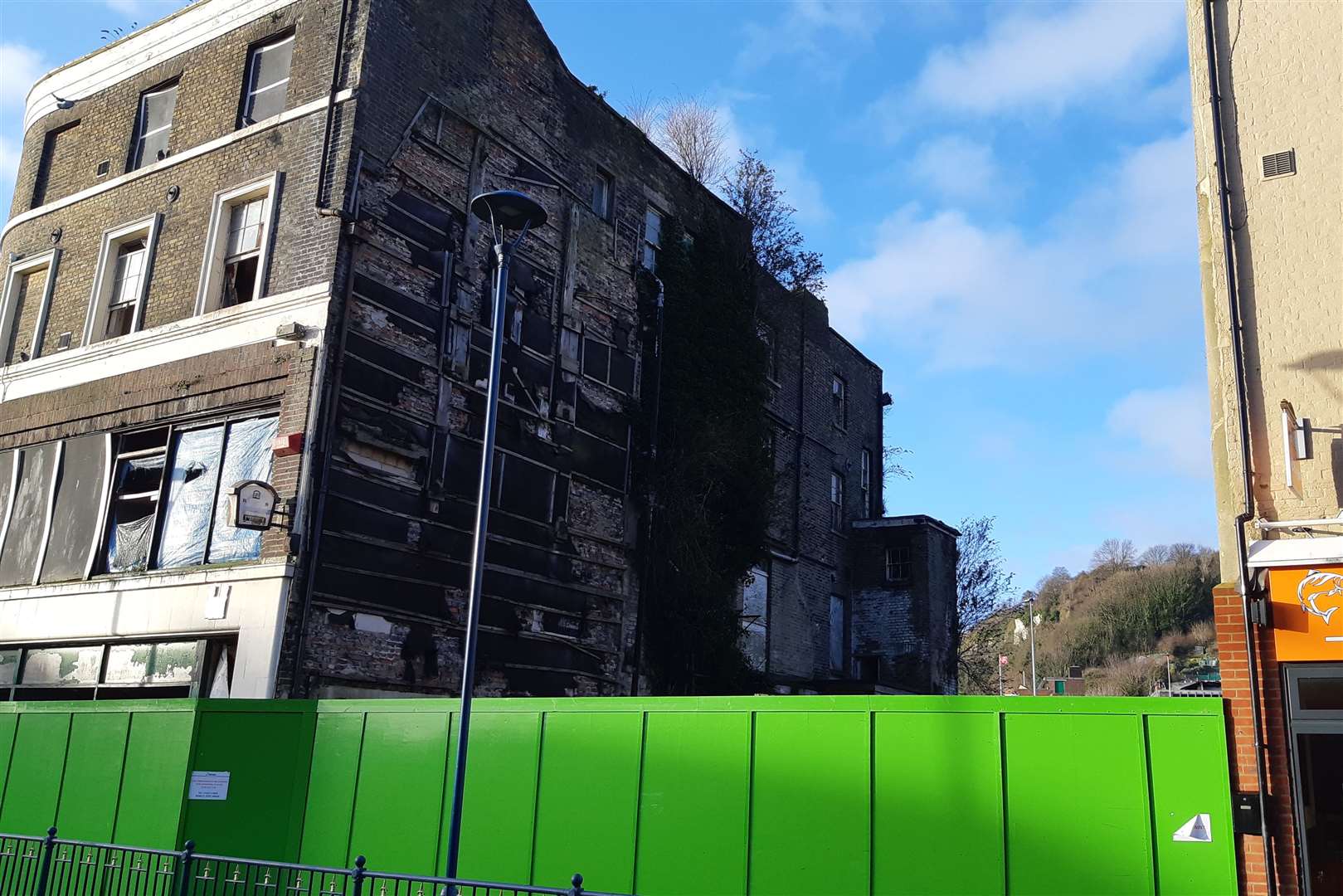 The gap between buildings at the Crypt restaurant site now. The land has never been used since
