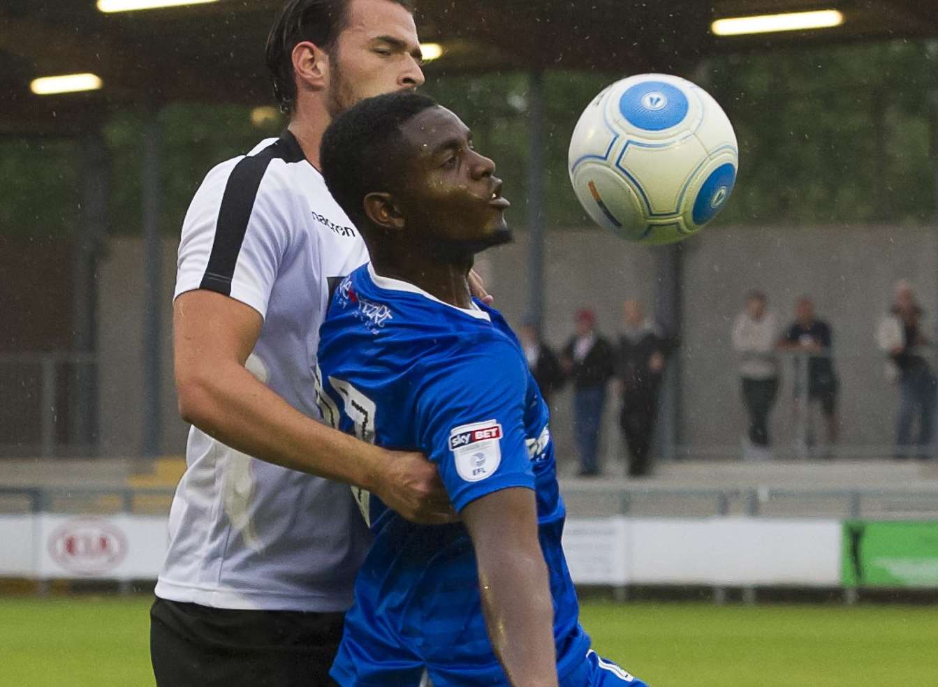 Gillingham trialist Andre Wright in action against Dartford Picture: Andy Payton