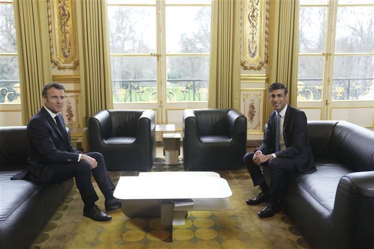 Prime Minister Rishi Sunak (right) meets President of France, Emmanuel Macron at the Elysee Palace. Picture: Kin Cheung/PA