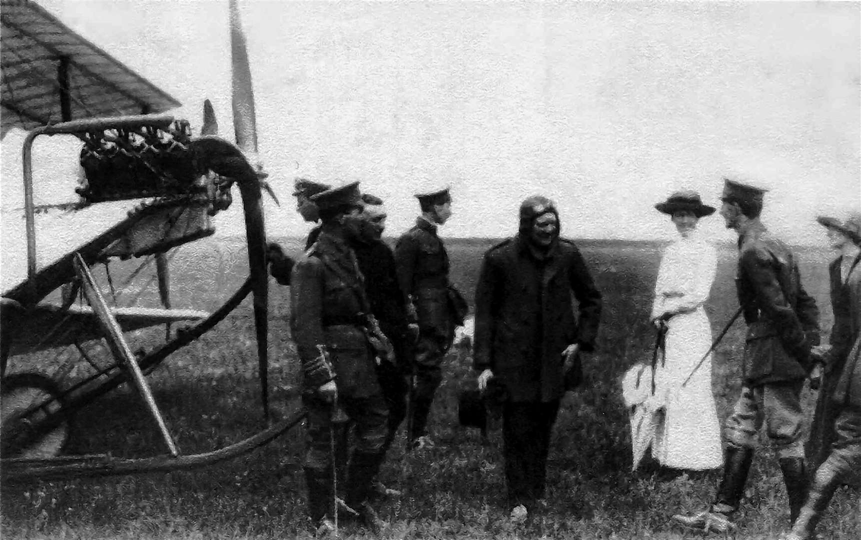Winston Churchill learning to fly at Eastchurch in 1912. Picture: Colin Harvey