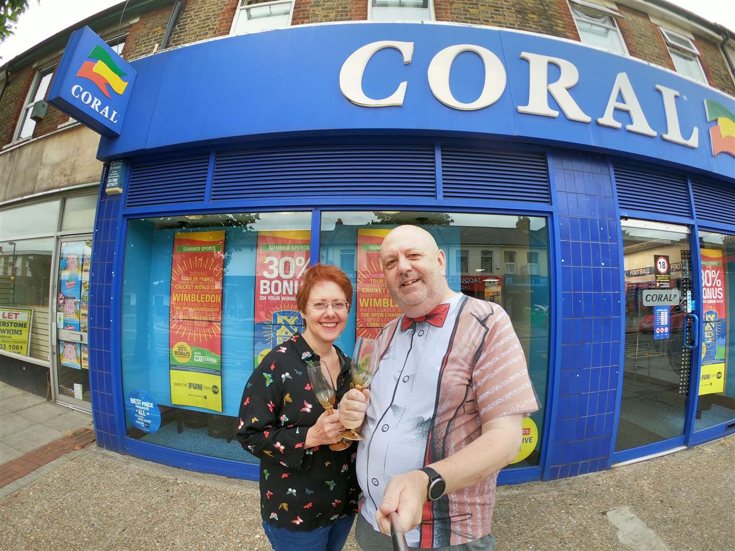 The couple spent celebrated their coral anniversary at a Coral bookies. Picture: South West News Service (16052504)